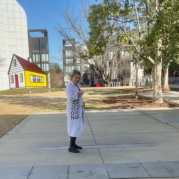 Use Your Voice With This White Button Up Duster - Picture 5 of 6